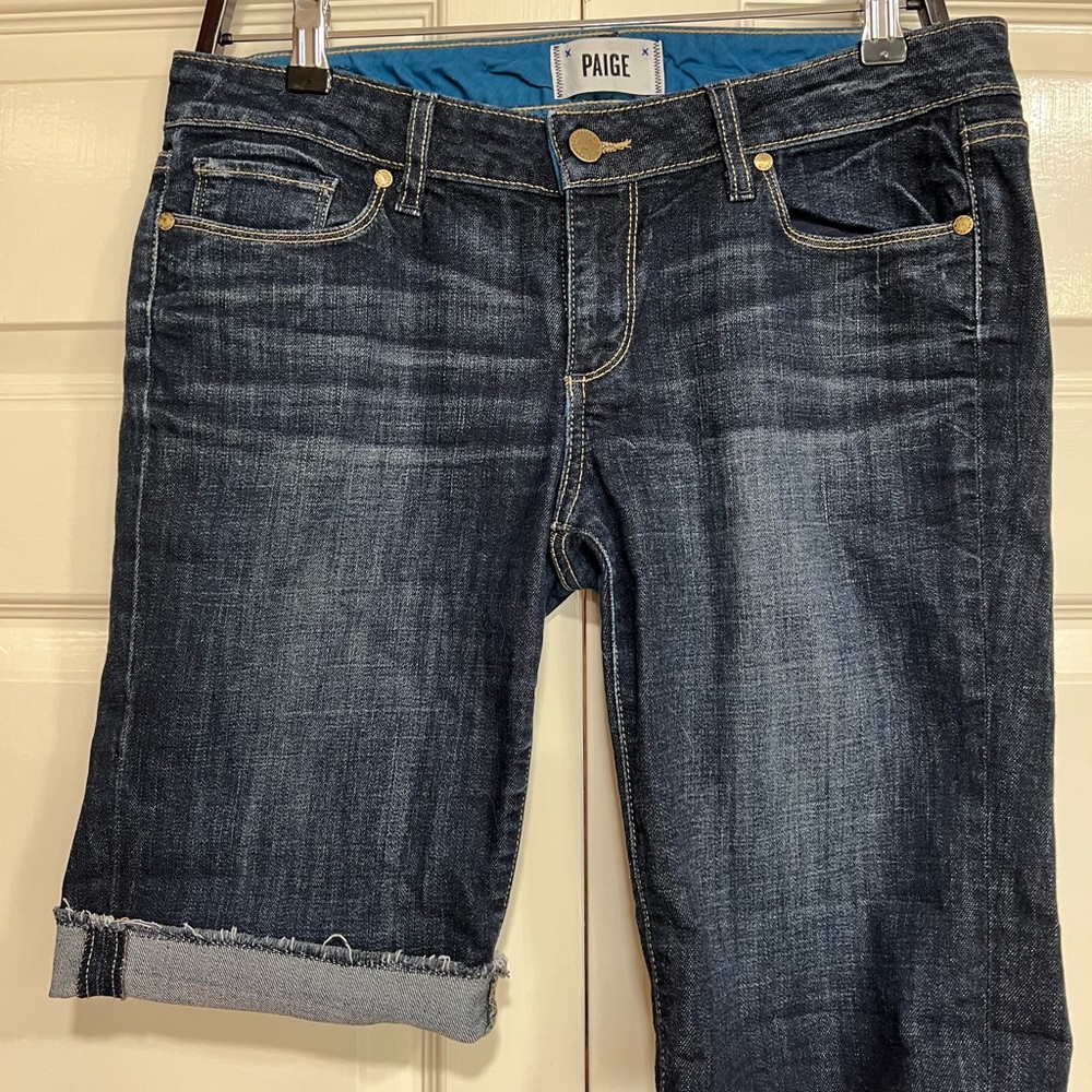 PAIGE Womens Bermuda Jean Shorts Dark Wash Size Medium (29) Like New